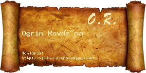 Ogrin Rovéna névjegykártya